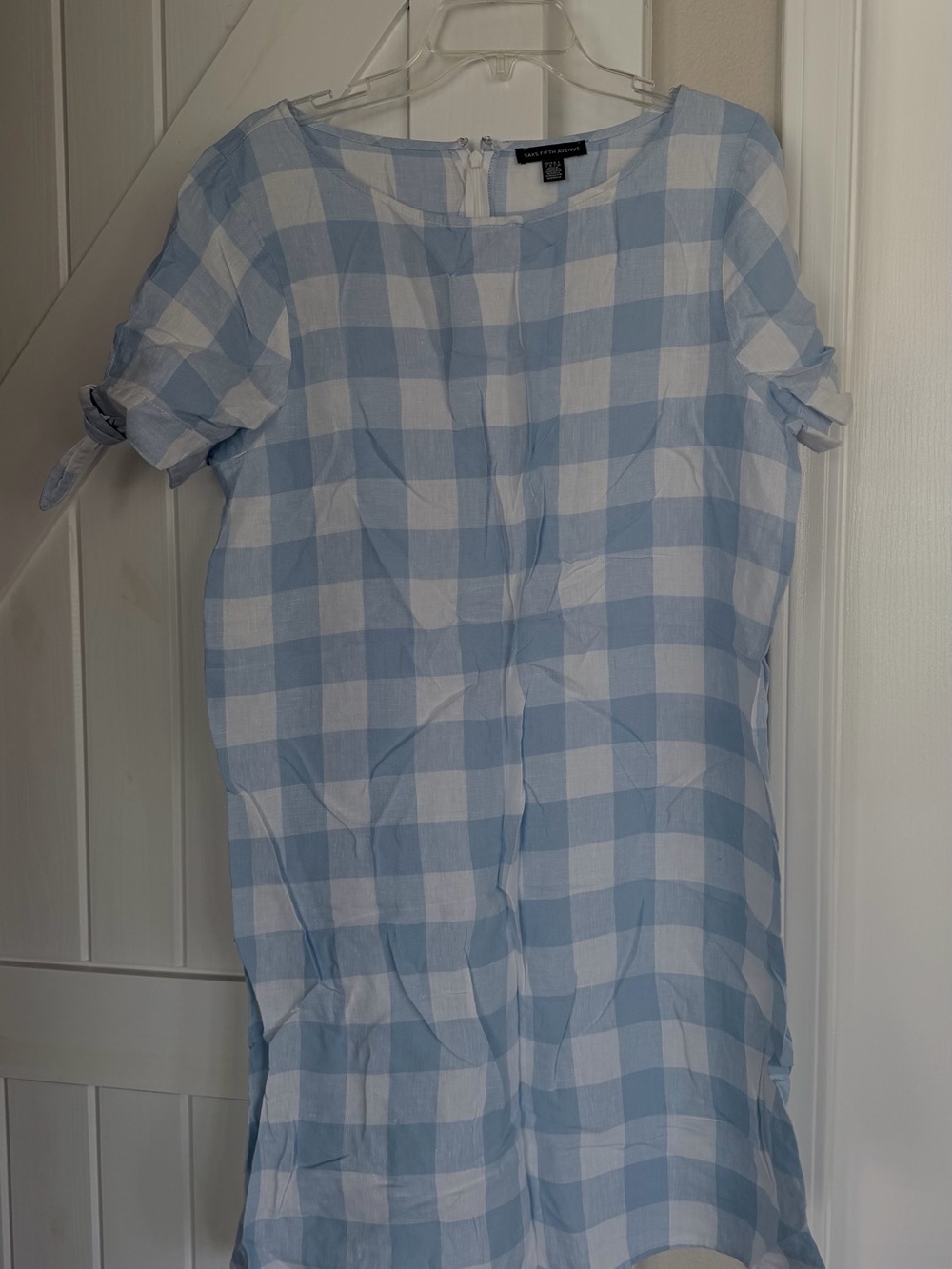 Saks Fifth Avenue Light Blue and White Gingham Shift Dress